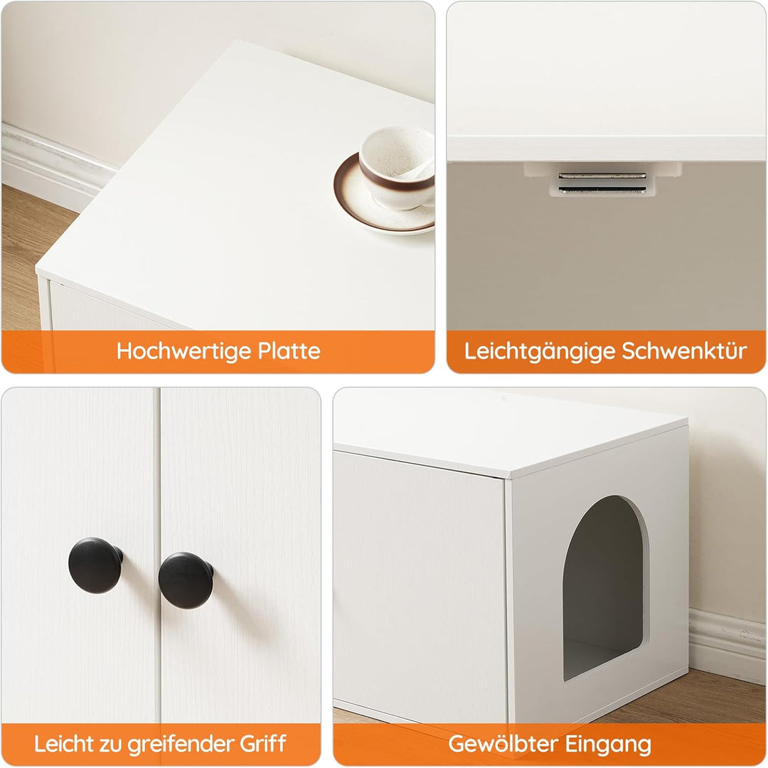 HOOBRO Katzenklo Schrank aus Spanplatte, Katzentoilette Schrank, versteckter Katzenkloschrank mit Se