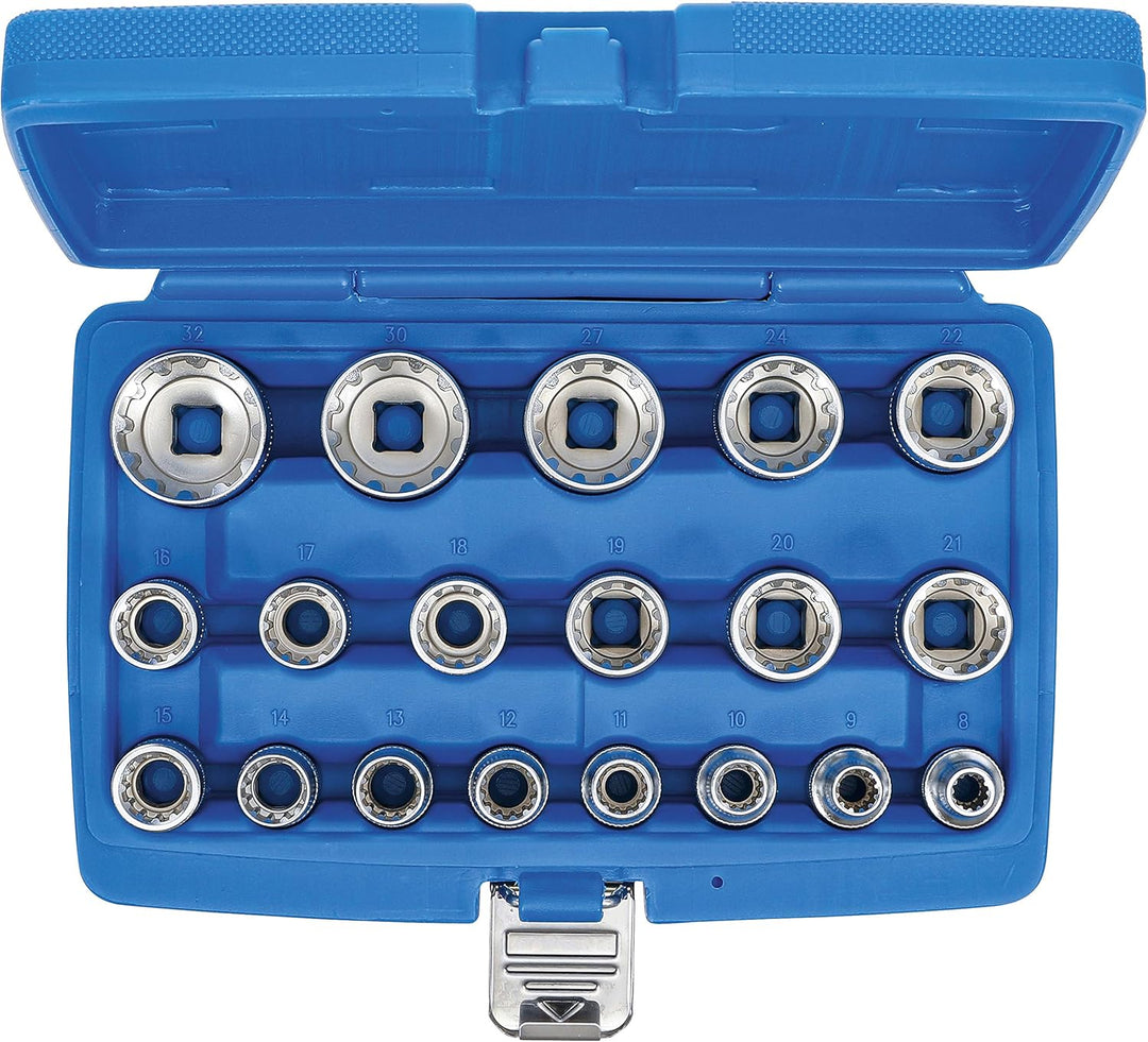 BGS 2152 | Steckschlüssel-Einsatz-Satz Gear Lock | 19-tlg. | 12,5 mm (1/2") | E-Profil / Zollgrössen