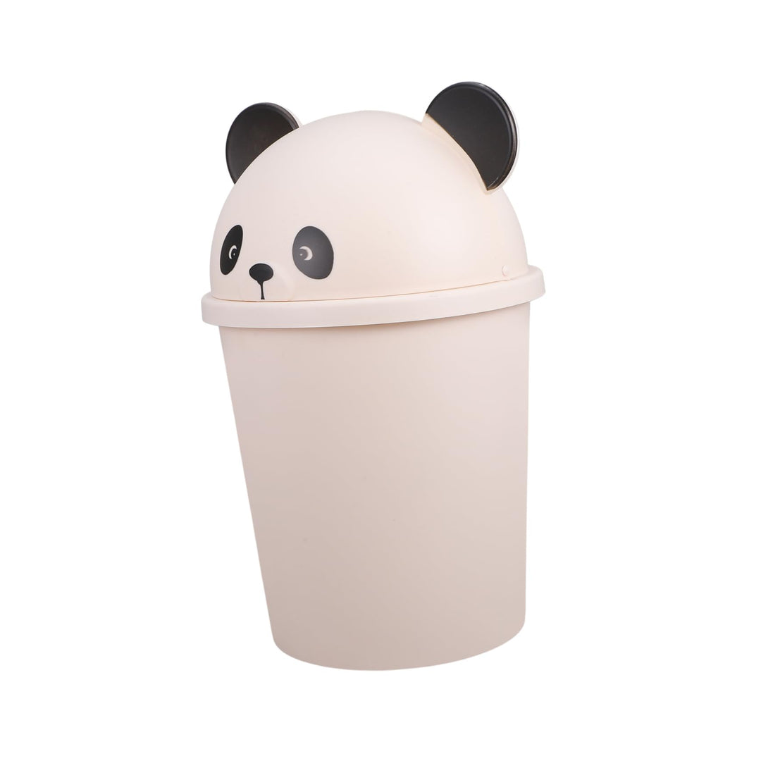 GARVALON Kunststoff Mülleimer mit Deckel Panda 10 Liter Cartoon Papierkorb für Bad Küche und Büro Ko