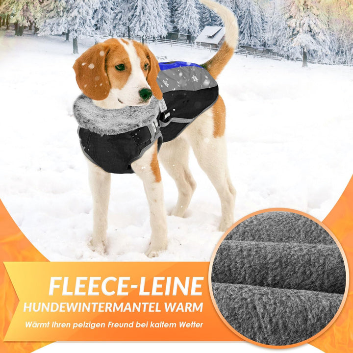 Hundemantel Winter, Wasserdichter Fleece Hundejacke mit Geschirr für kleine, mittlere und grosse Hun