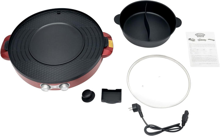 44cm Shabu Shabu All-In-One Elektrogrill, 29cm Mandarin Duck Shabu Shabu Wok, Rauchfreie Grillpfanne