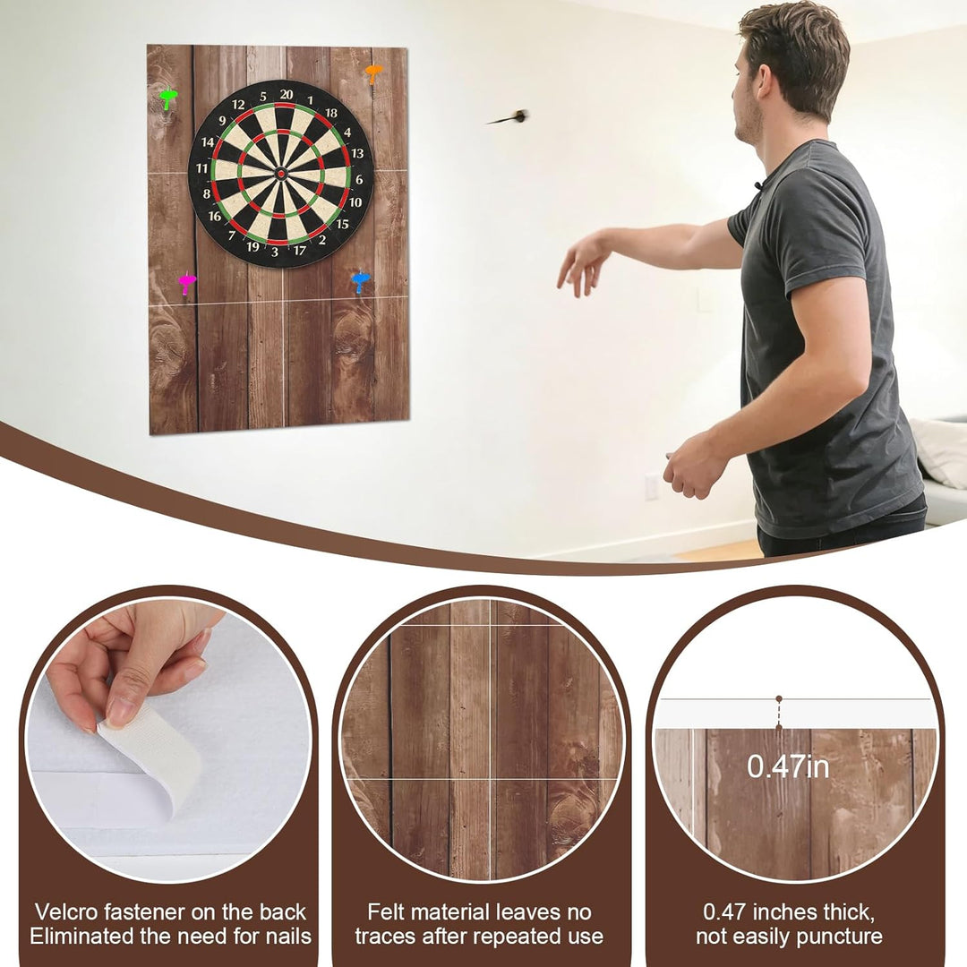 Wandschutz Dartscheibe Holzmaserung, Selbstklebend Filz Surround Dartboard 90x60cm 12mm Dick, Dartsc