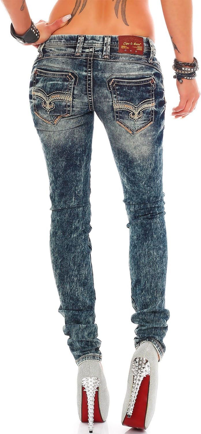Cipo & Baxx Damen Jeans – Stylische Regular & Slim Fit Modelle mit Stretch, Kontrastnähten & Applika