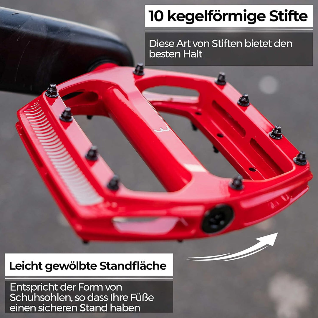 BBB Cycling Fahrrad Pedale mit Grosse Plattform Alu-Pedalkörper Auswechselbare Grip-Pins CoolRide BP