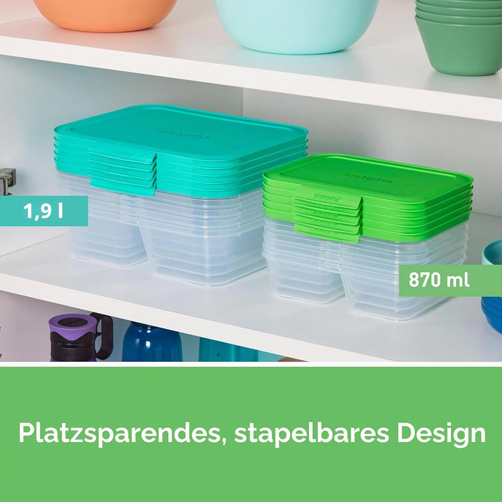 Sistema Nest IT Frischhaltedosen Meal Prep Boxen | 870 ml luftdichte Vorratsdosen mit Zwei Fächern u