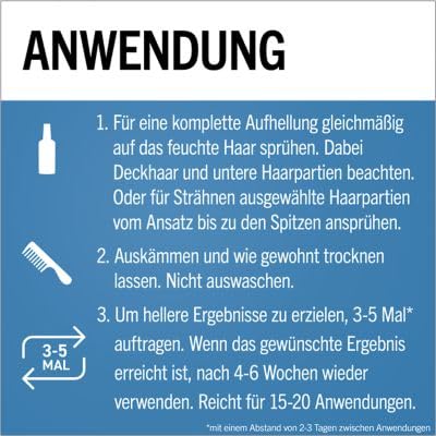 Schwarzkopf Blonde Aufheller S1 Stufe 3 (2x 125 ml), Aufhellspray zum Haare aufhellen um bis zu 2 St