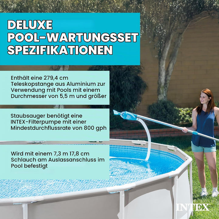 Intex Deluxe Pool Maintenance Kit - Poolzubehör - Pool Reinigungsset - 5-teilig