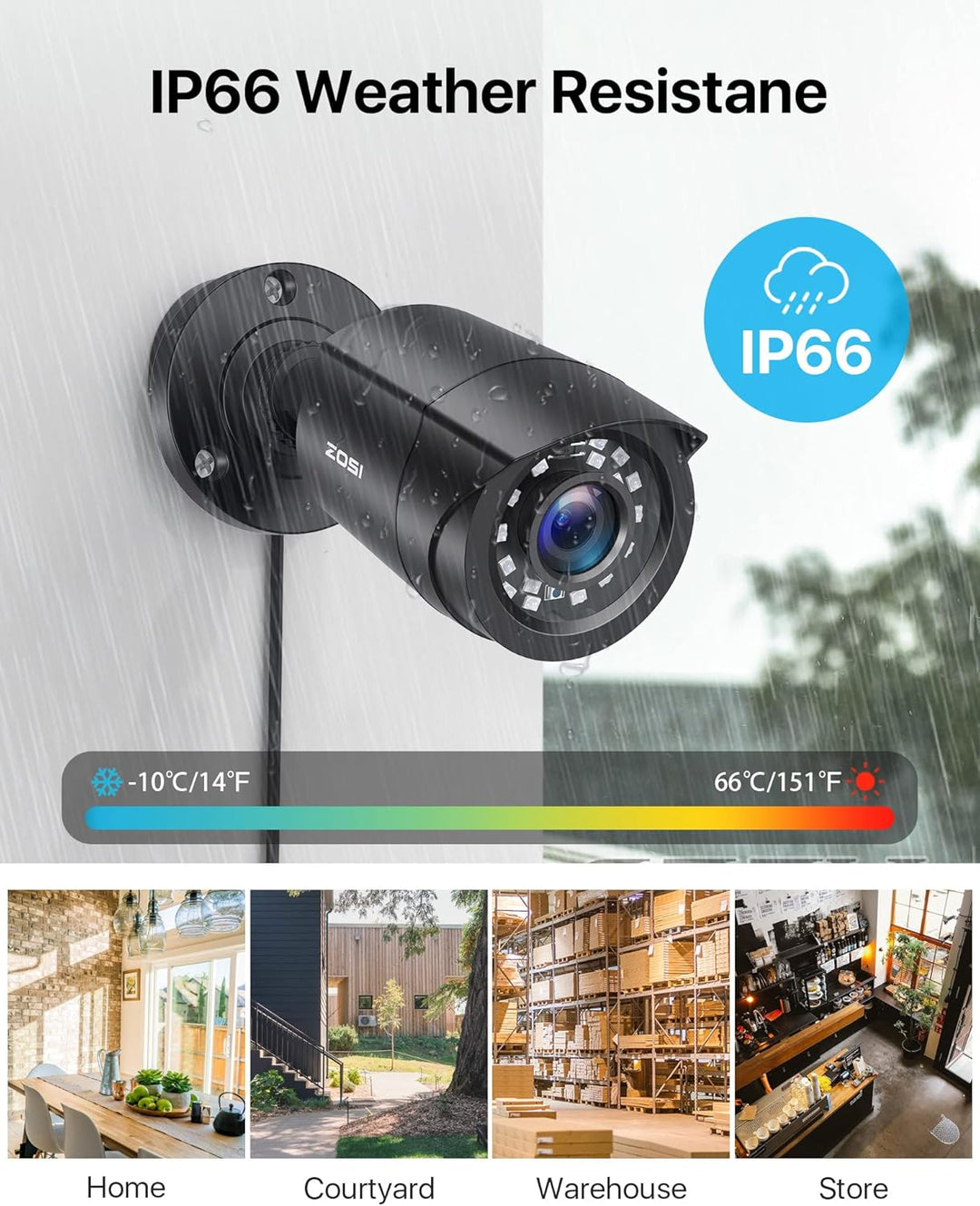 ZOSI 1080P Verkabelt Aussen Überwachungskamera Set ohne Festplatte, 8CH HDMI DVR, 4 Outdoor 2MP Vide