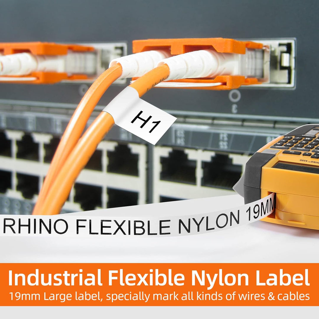 5x MarkField 19mm Flexible Nylon Schriftband Kompatibel mit Dymo Rhino 18489 Band Industrial Flexibl