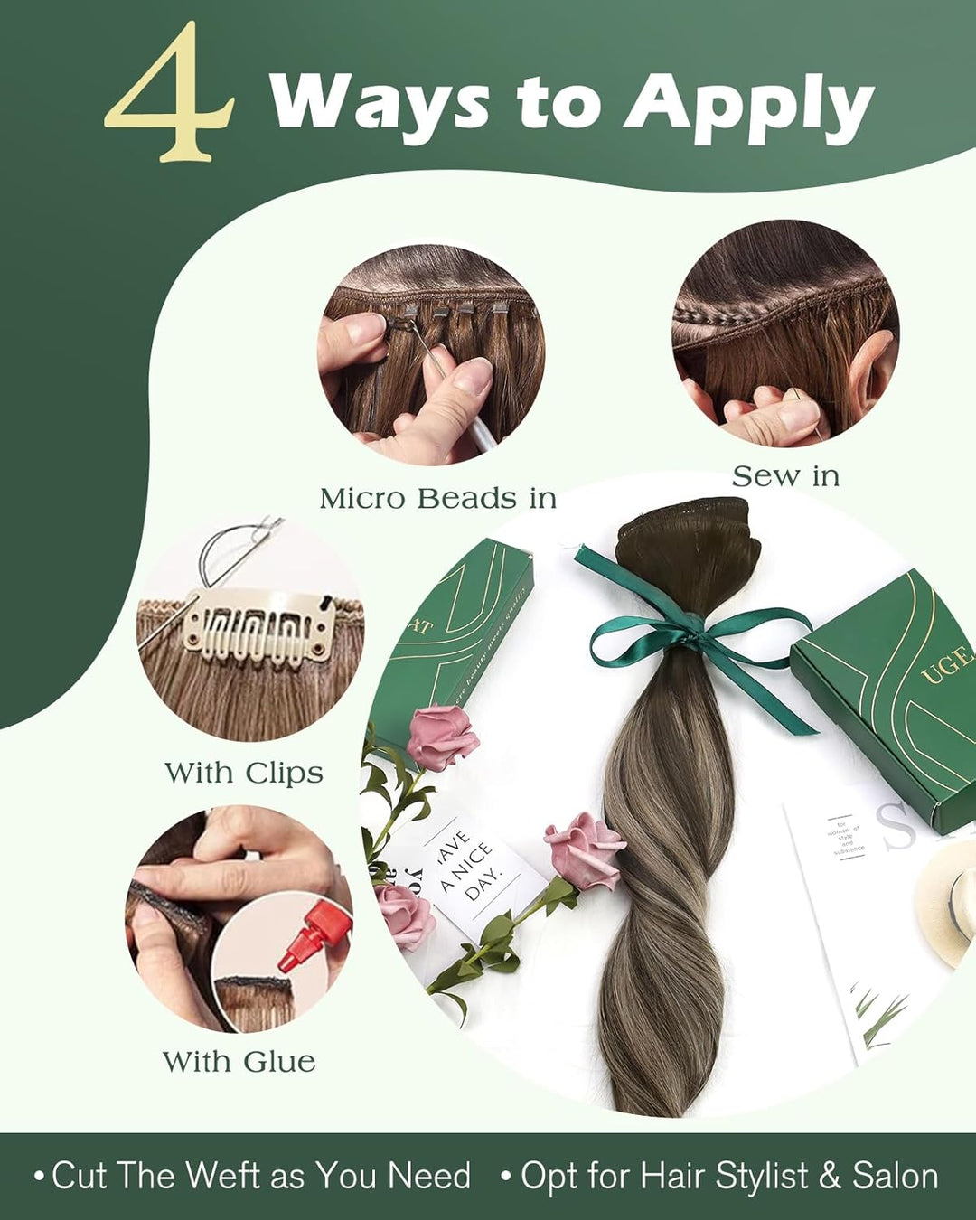 Ugeat Lang Echthaar Extensions Tressen 55cm Balayage Braun Haartressen Echthaar Extensions Ombre Dun