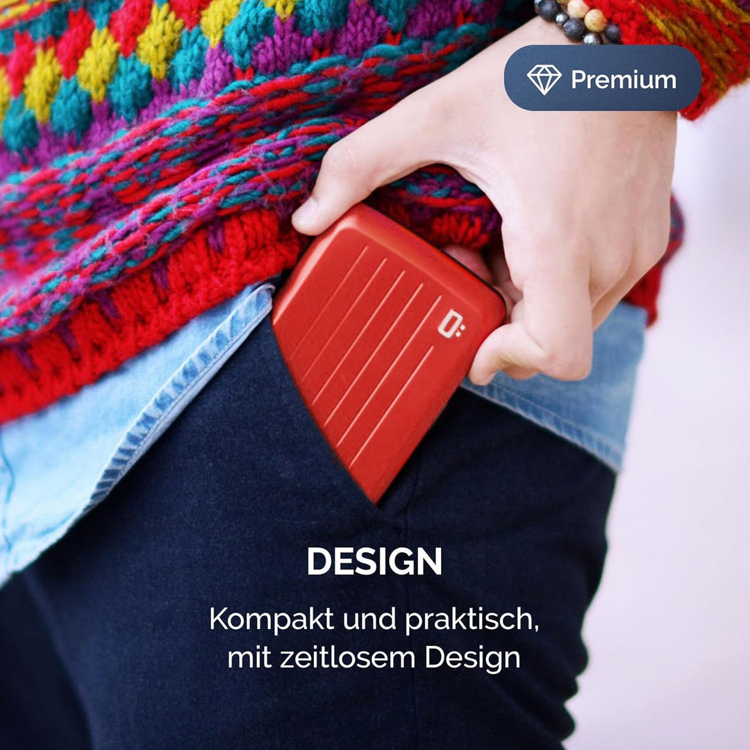 OGON Aluminium Geldbörse Smart Case V2 - Einfache Lagerung - Metallverschluss - Kartenetui mit RFID-