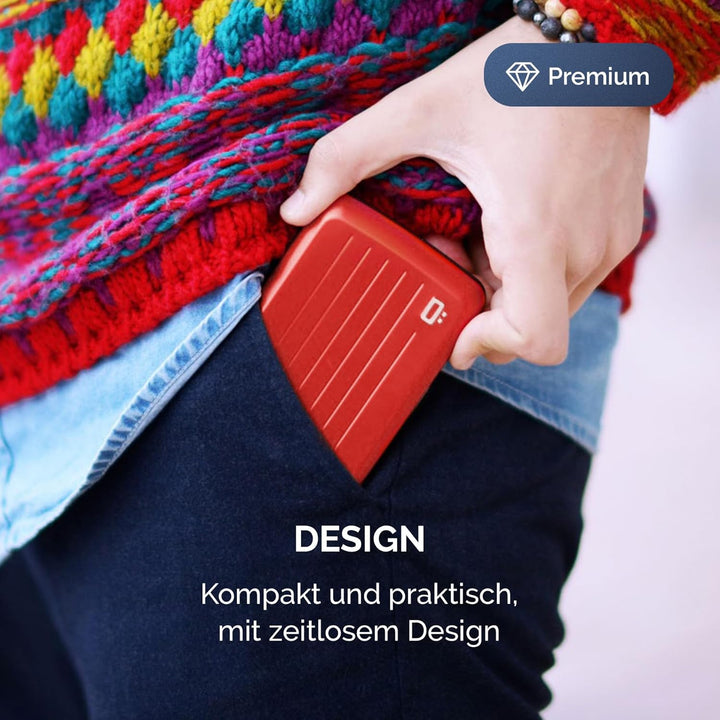 OGON Aluminium Geldbörse Smart Case V2 - Einfache Lagerung - Metallverschluss - Kartenetui mit RFID-