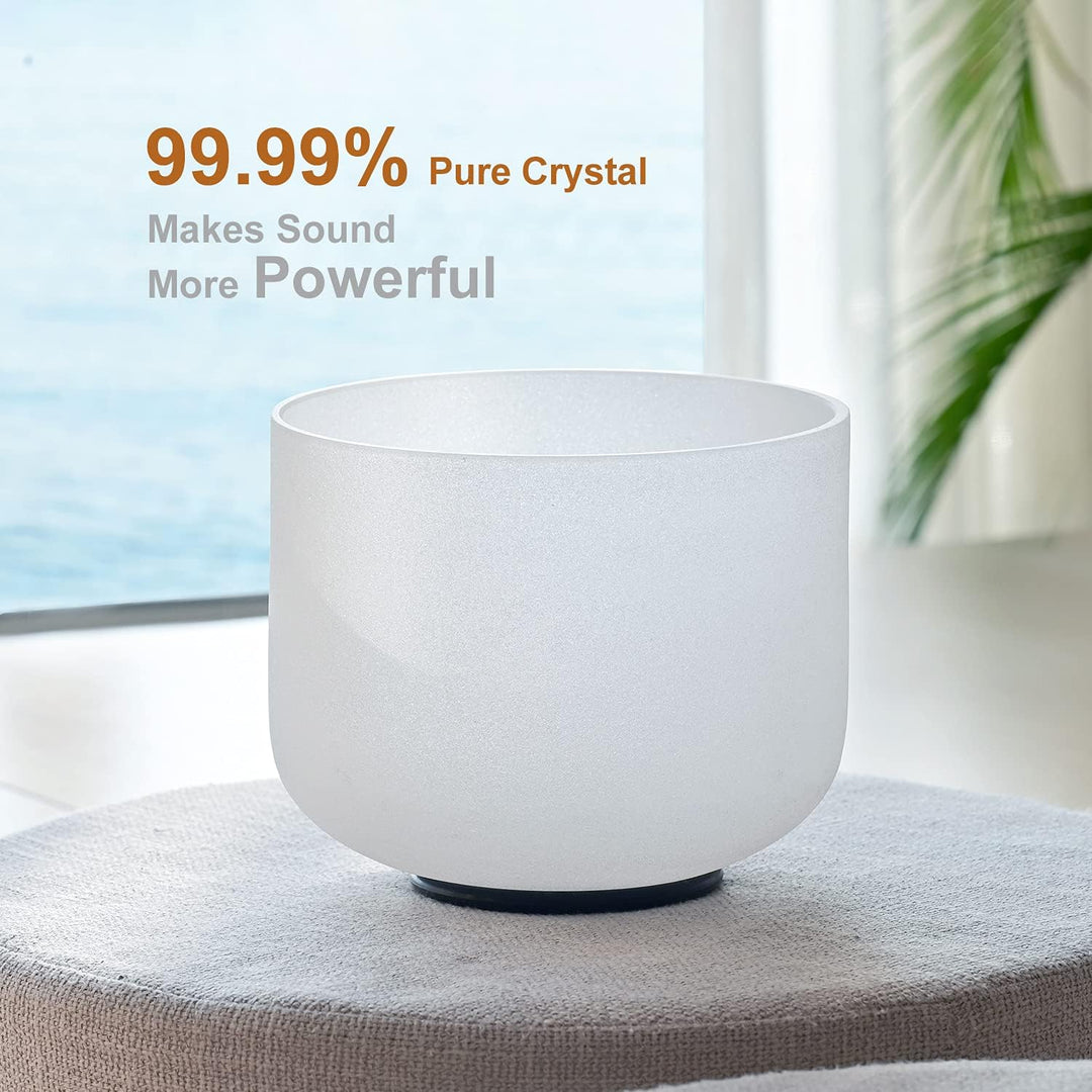 CVNC 440HZ 8 Zoll F Hinweis Herz Chakra Frosted Quartz Kristall Singen Schale mit Mallet und O-Ring