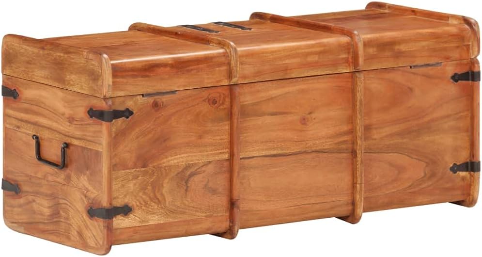 vidaXL Akazienholz Massiv Holztruhe Abschliessbar Truhe Aufbewahrungsbox Holzkiste Schatztruhe Schat