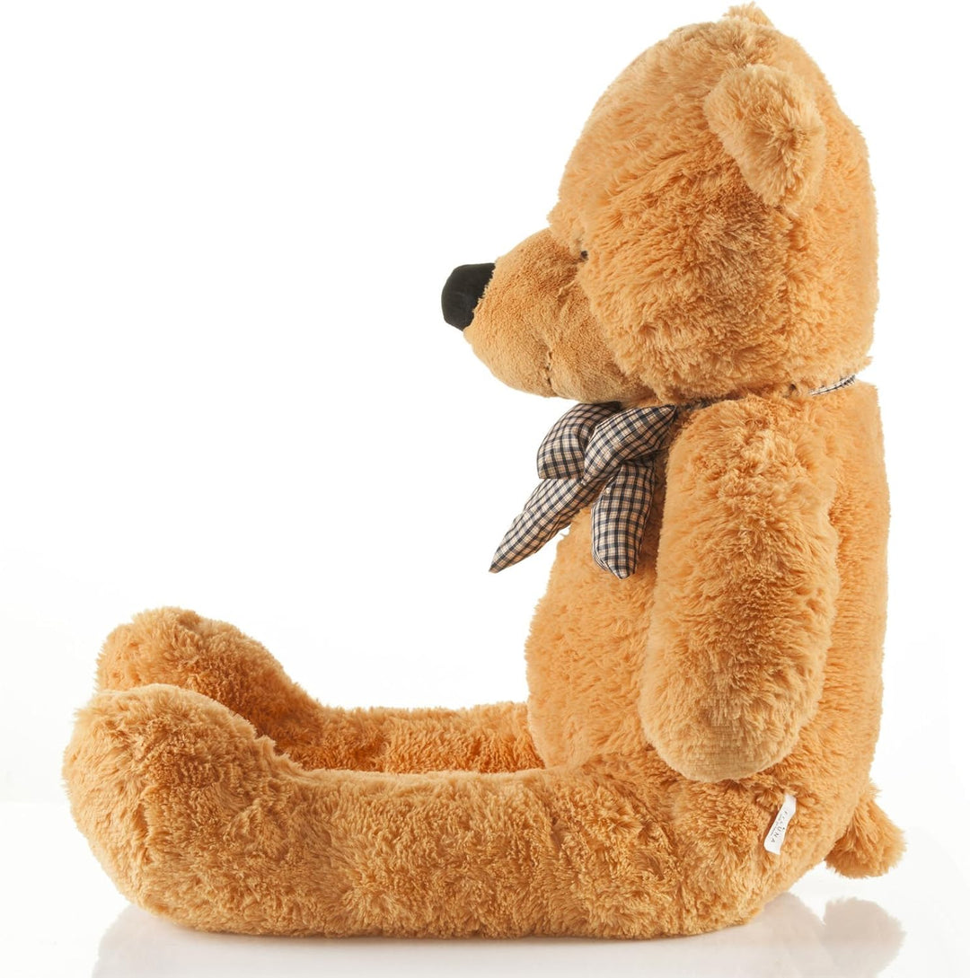 Feluna Riesen Teddybär XXL Kuschelbär 120 cm gross Plüschbär - Original Teddy Bär mit Schleife Hellb