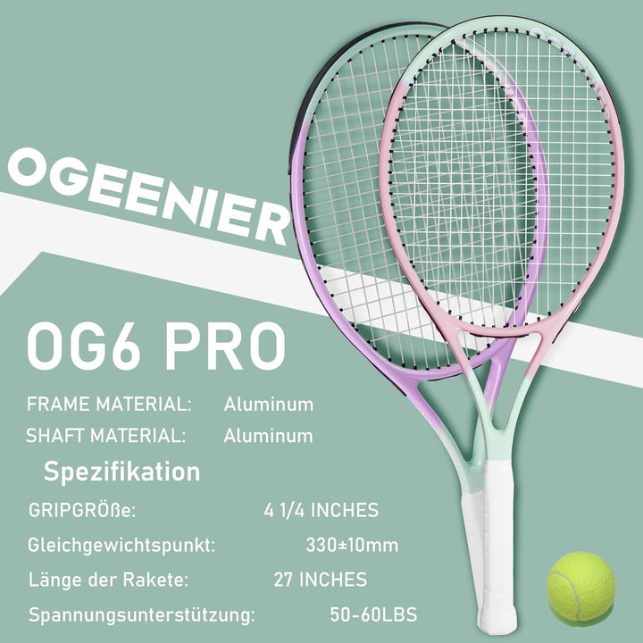 OGEENIER 27 Zoll 2 Player Tennisschläger Racket Set für Erwachsene Tennisschläger Damen Herren, für