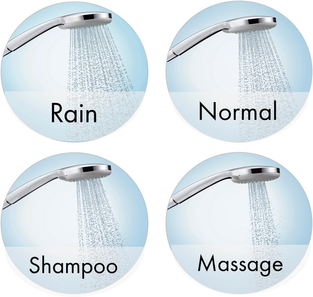hansgrohe Croma 100 wassersparender Duschkopf (4 Strahlarten) Chrom & Metaflex Duschschlauch, 1,60m,