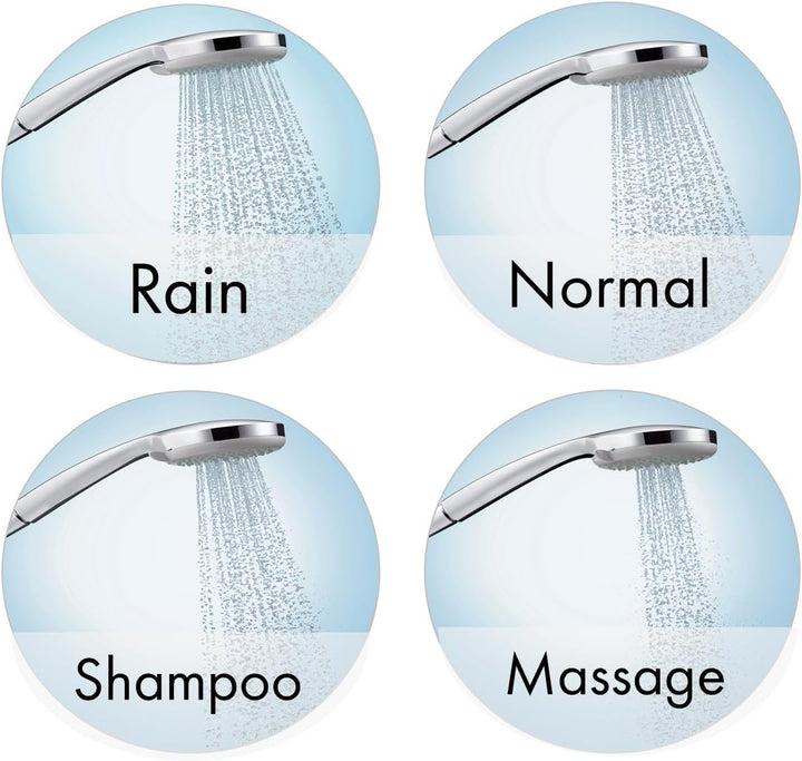 hansgrohe Croma 100 wassersparender Duschkopf (4 Strahlarten) Chrom & Metaflex Duschschlauch, 1,60m,