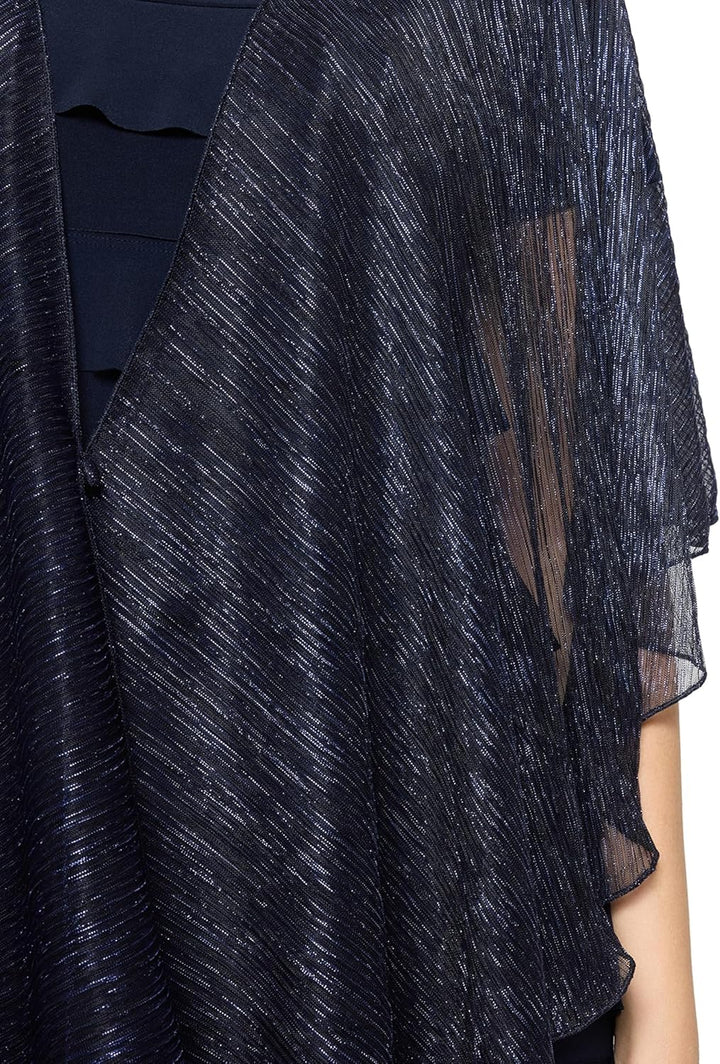 Vera Mont Damen Cape im Glitzer-Look Standard Einheitsgrösse Blue/Black, Standard Einheitsgrösse Blu