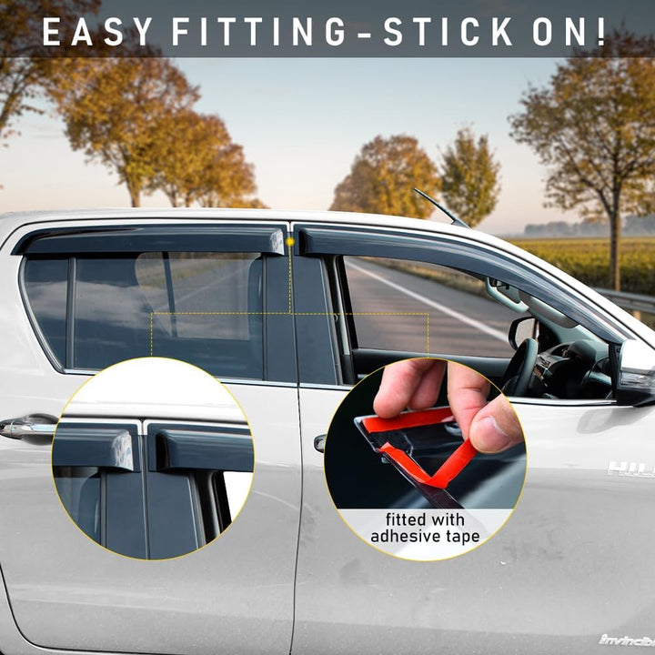 JHCHAN 4PCS Windabweiser Regenabweiser Rauch Schwarz für Toyota Hilux Revo 2015-2023 MK8 Pick-up Dop