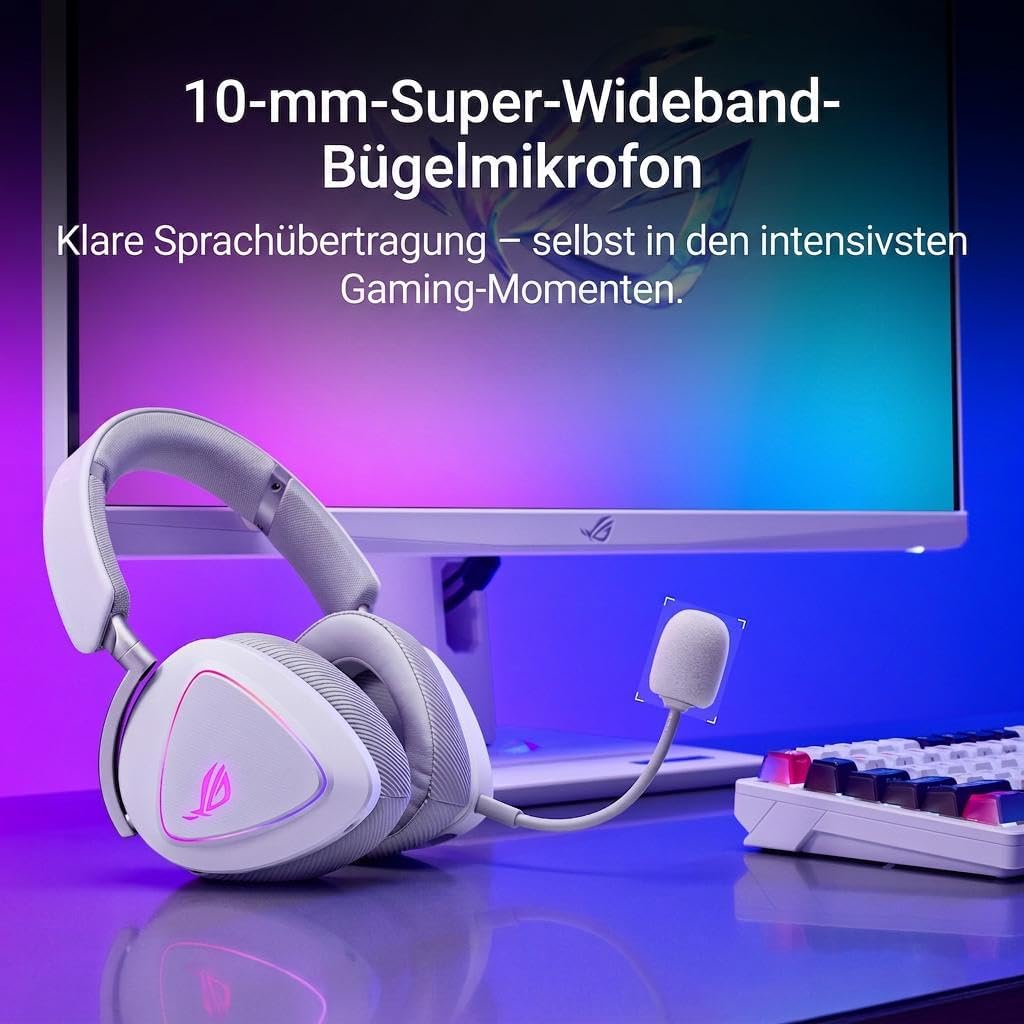 ASUS ROG Delta II White kabelloses RGB Gaming Headset (SpeedNova, Bluetooth, 2,4 GHz, 3,5-mm-Anschlu