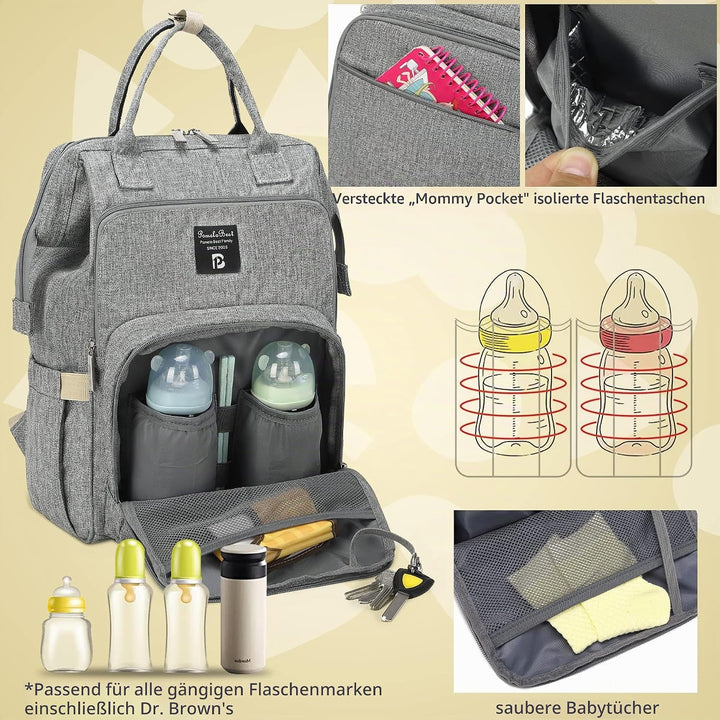 Pomelo Best Baby Wickelrucksack stylische Wickeltasche Rucksack mit Wickelunterlage multifunktional