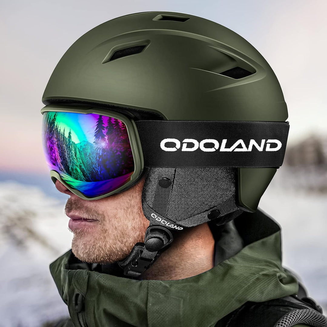 Odoland Skihelm und Skibrille Set Snowboardhelm mit Snowboardbrille für Damen und Herren Ski Goggles