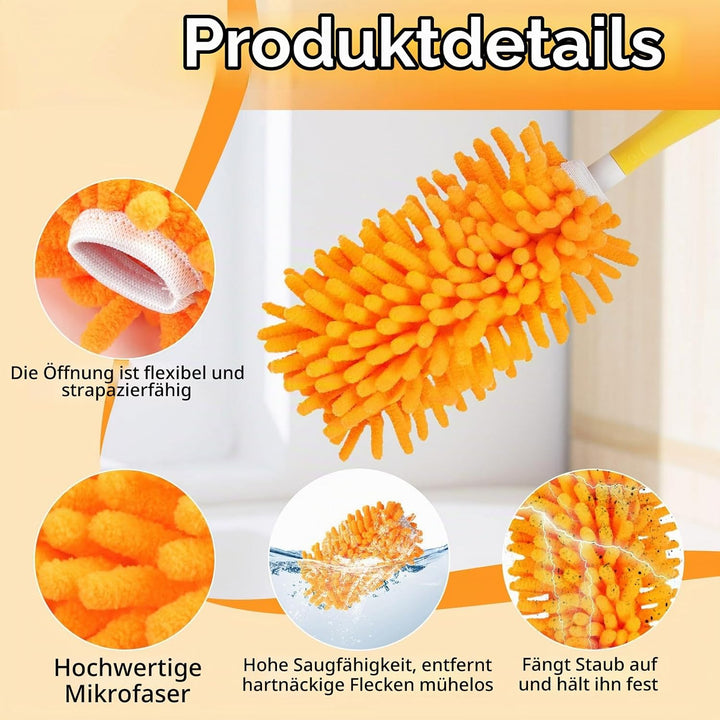 14 Stück Staubwedel Teleskop Waschbar für Swiffer Duster Staubmagnet Nachfüllpack, 360° Wiederverwen