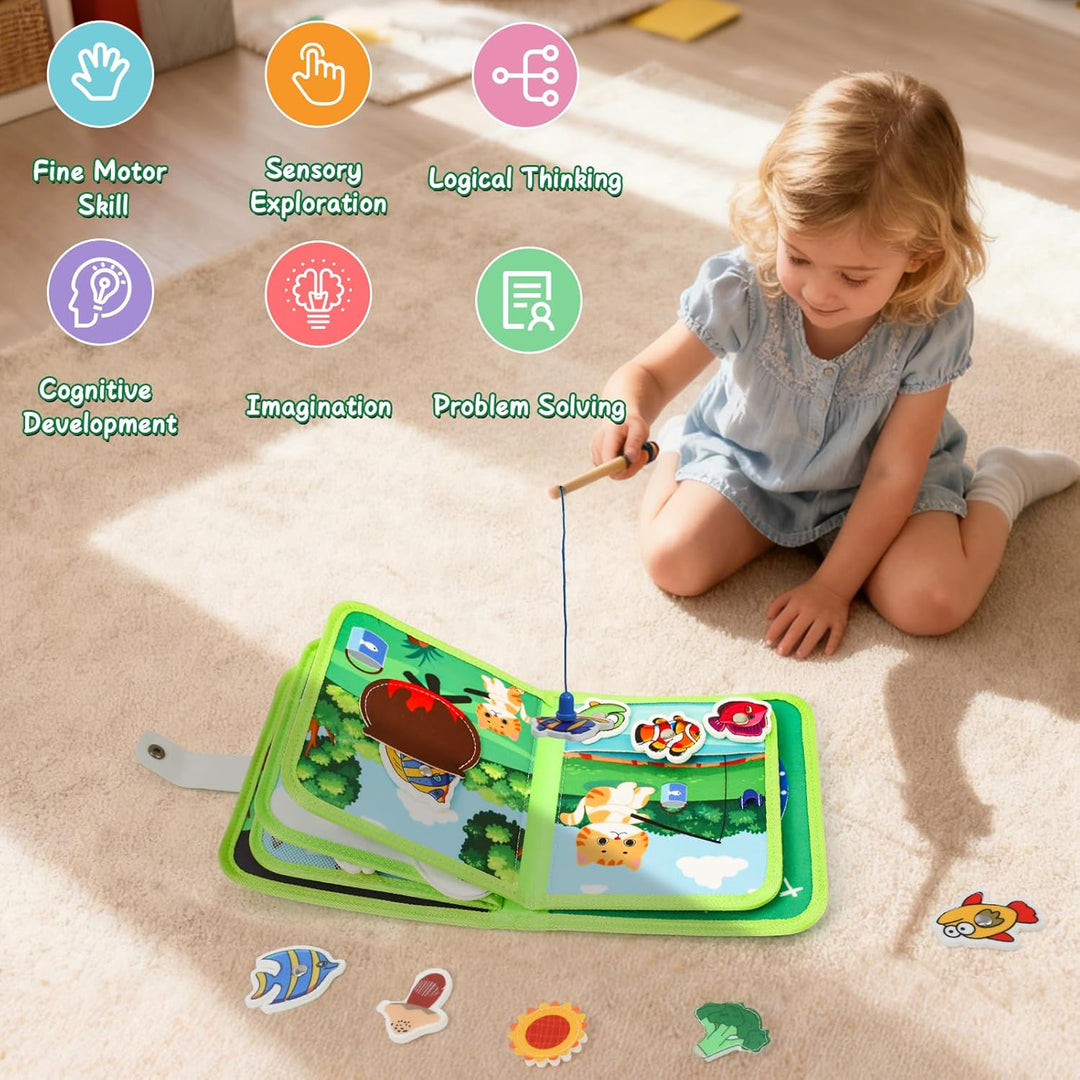 XIAPIA Montessori Busy Board ab 1 2 Jahr, Baby Spielzeug Filzbuch Bauernhof Activity Busy Book, Besc