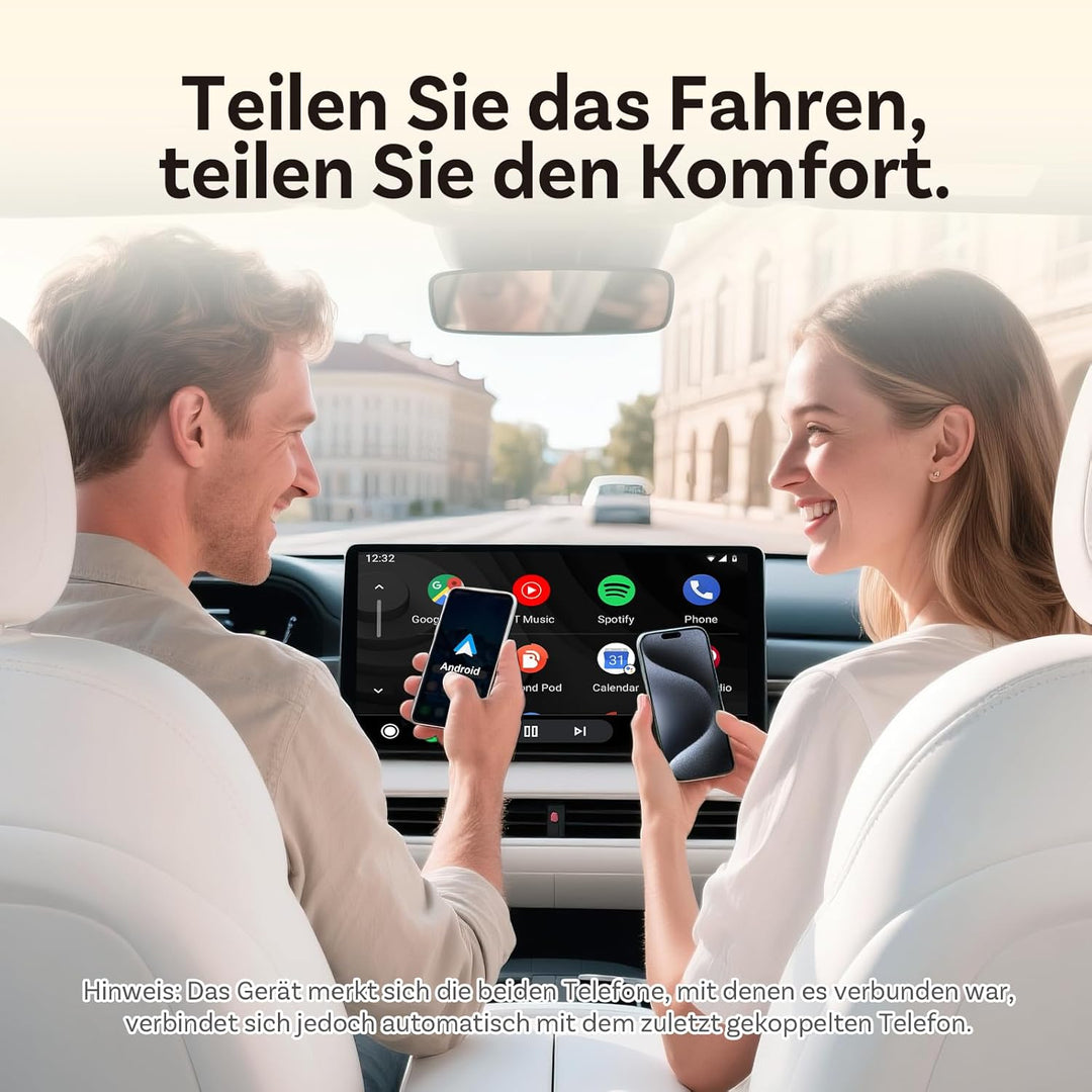 (2026 Aktualisiert) OTTOCAST Kabelloser CarPlay & Android Auto Adapter 2-in-1, Ottocast Mini Slim fü