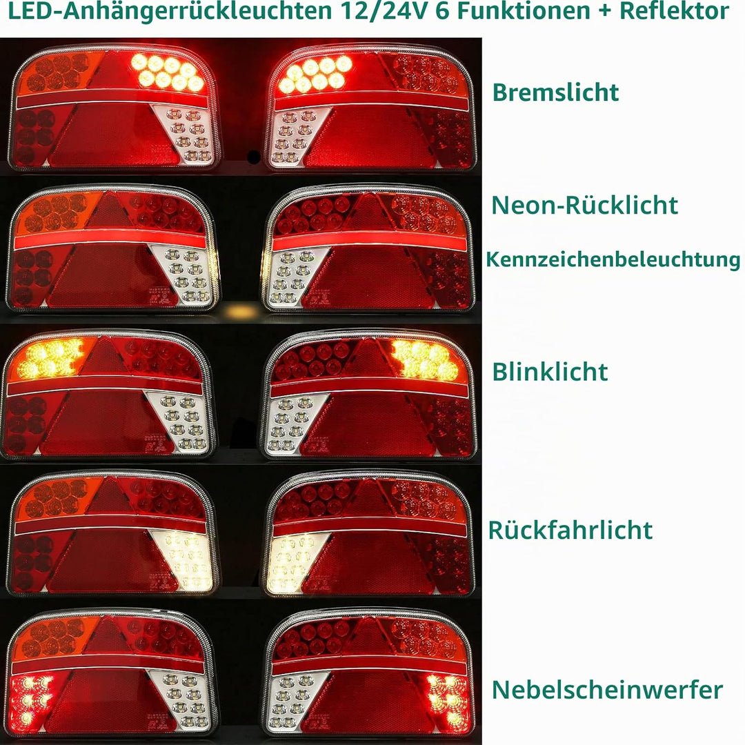 DARKGUARD Rückleuchten Satz für Anhänger Led 12/24V,7Funktion 2pcs Rücklicht Anhänger Set,mit E Prüf