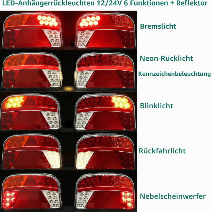 DARKGUARD Rückleuchten Satz für Anhänger Led 12/24V,7Funktion 2pcs Rücklicht Anhänger Set,mit E Prüf