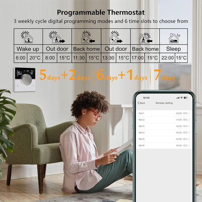 KETOTEK Smart Thermostat Für Wasser Fussbodenheizung 3A, WiFi Raumthermostat Digital LCD Programmier