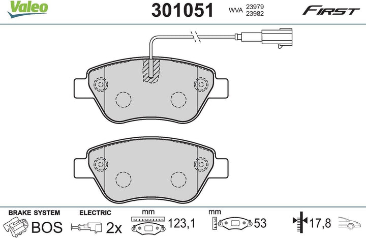VALEO 301051 Bremsbelagsatz Scheibenfeststellbremse Bremsbelagsatz Scheibenbremse