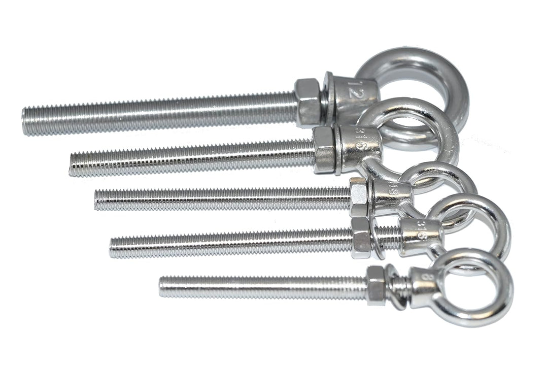 Augbolzen M6X60 Edelstahl A4 8 Stück - Ringbolzen mit metrischem Gewinde, Unterlegscheibe und Mutter