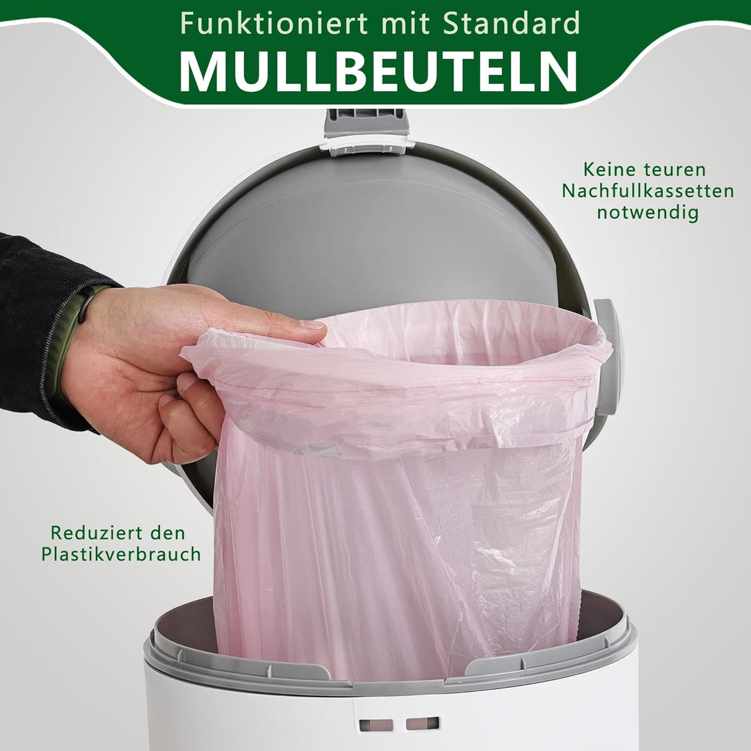 FLOWCASA Windeleimer mit Geruchsschutz, 12L, Einhand-Bedienung, universelle Beutel, süsser Bären-Des
