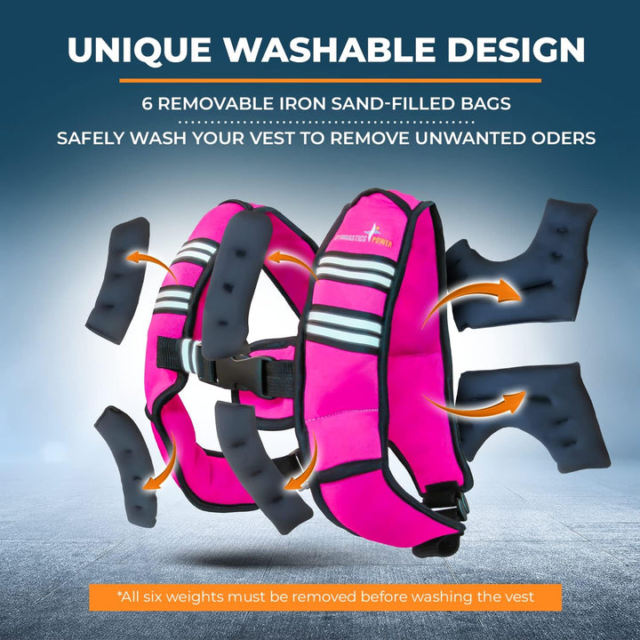 Gymnastics Power - Weighted Vest 6lb, 10lb, 12lb, 25lb, 35lb, 45lb, 60lb Removable Iron Weights for