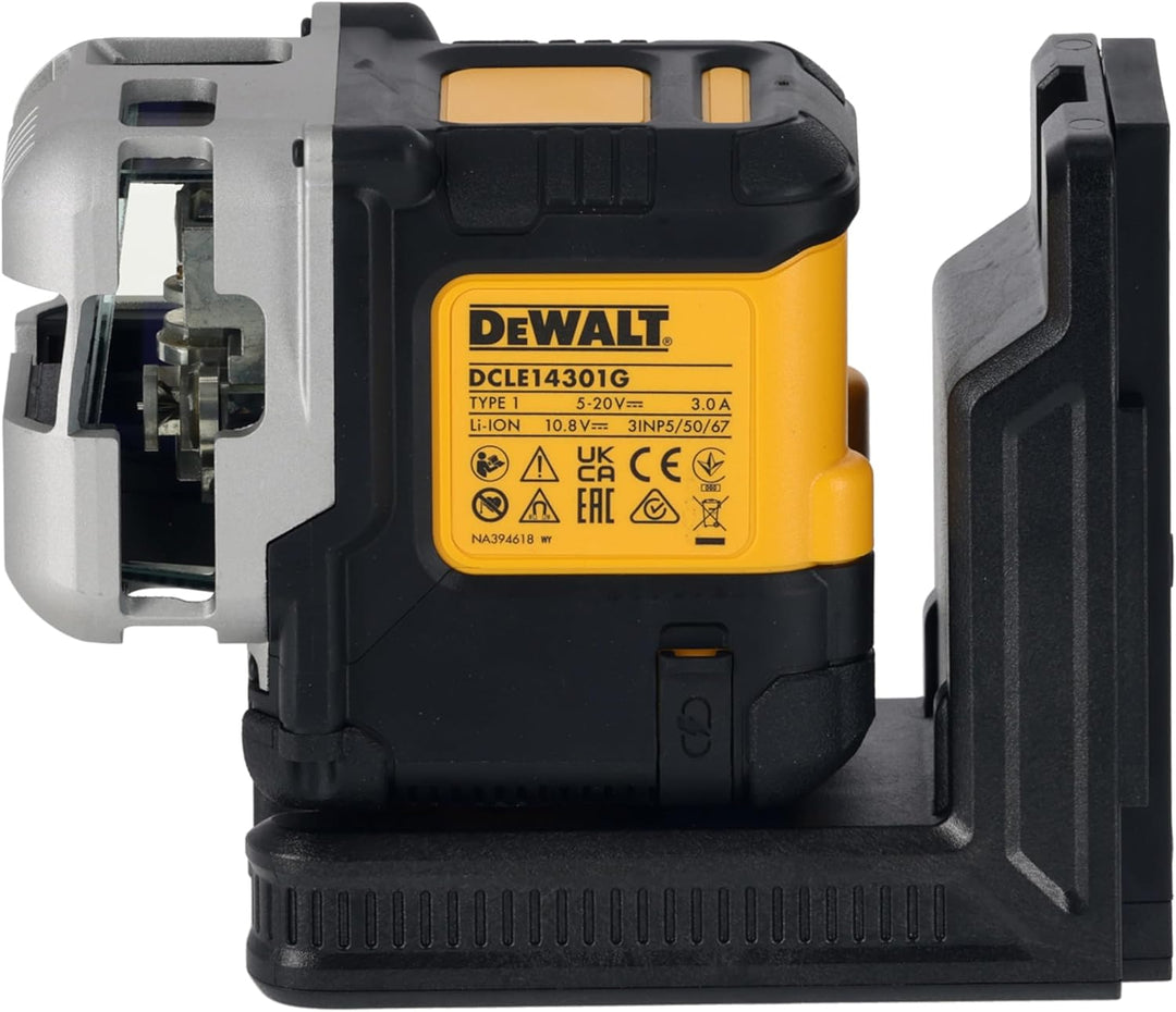 DEWALT USB 3x180 Multilinienlaser DCLE14301GB-XJ (3 grüne Laserlinien, integrierter Li-Ion Akku, 30