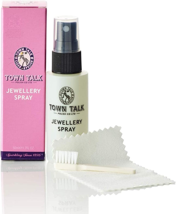 TOWN TALK Jewellery Spray mit Tuch &amp; Bürste – für perfekten Glanz – zum Reinigen von Gold, Platin, S
