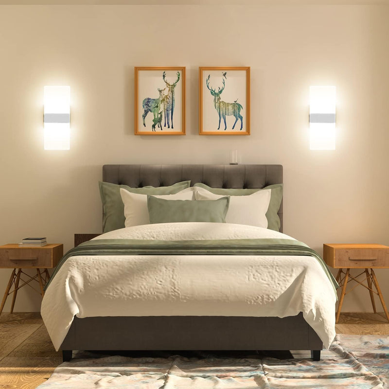 ChangM 2 Stücke Wandleuchte Innen LED 12W Wandlampe Acryl Wandbeleuchtung Modern für Wohnzimmer Schl