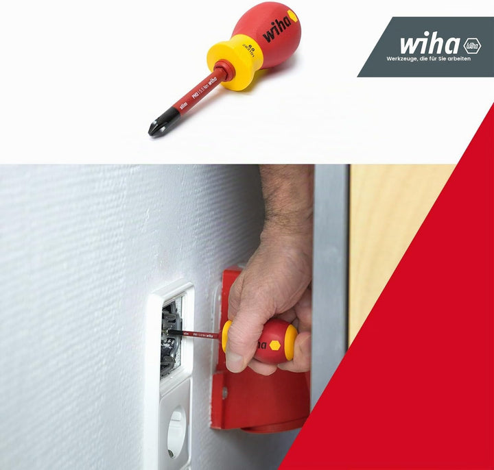 Wiha Schraubendreher mit Bithalter Set slimVario® electric Stubby I 4 teilig mit slimBits I Schlitz/