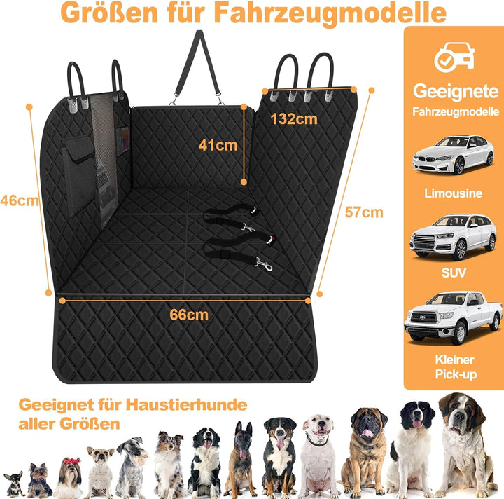 Vinstatin Hunde-Autositzabdeckung für Rücksitz mit starkem harten Boden, Rücksitzverlängerung rutsch