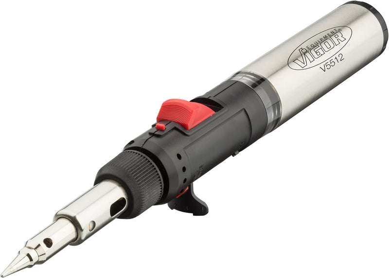Vigor Gas Lötkolben-Satz (7 verschiedene Adapter, kombiniert Lötkolben, Brenner und Heissluftfön, 12