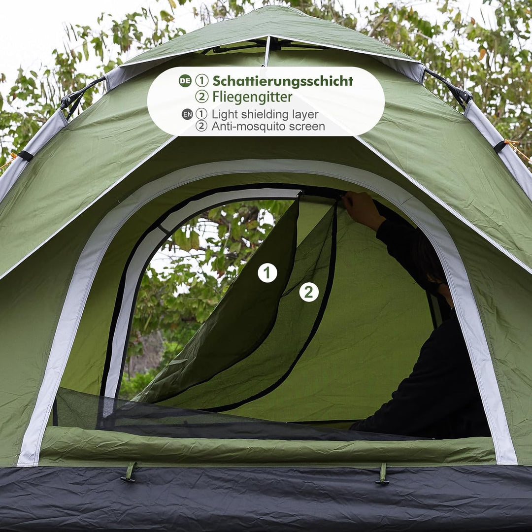 Yorbay 2 in 1 Pop Up Camping Zelte, doppelwandig Wasserdicht UV-Schutz Kuppelzelte Wurfzelte für Fam