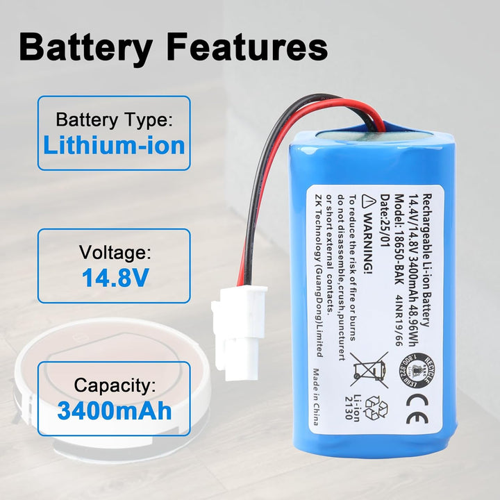 14,8 V 3400 mAh Li-Ionen Ersatzakku für ILIFE A4, A4s, A4s Pro, A6, A7, A9, A10, V7, V7s, V7s Plus,