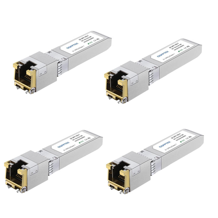 QSFPTEK 4Pack Newest 10GBASE-T SFP+ RJ45 Transceiver up to 30m, 10G SFP+ to RJ45 Copper Mini-GBIC Mo