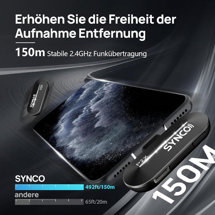 SYNCO Lavalier Mikrofon Wireless für iPhone, P2XL Mini Mikrofone Lightning für Tiktok, YouTube, Stre