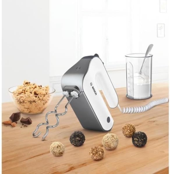 Bosch Handrührer Styline MFQ49700, 5 Stufen, 2 Edelstahl Rührbesen- und Knethaken, Spiralkabel, Mixs