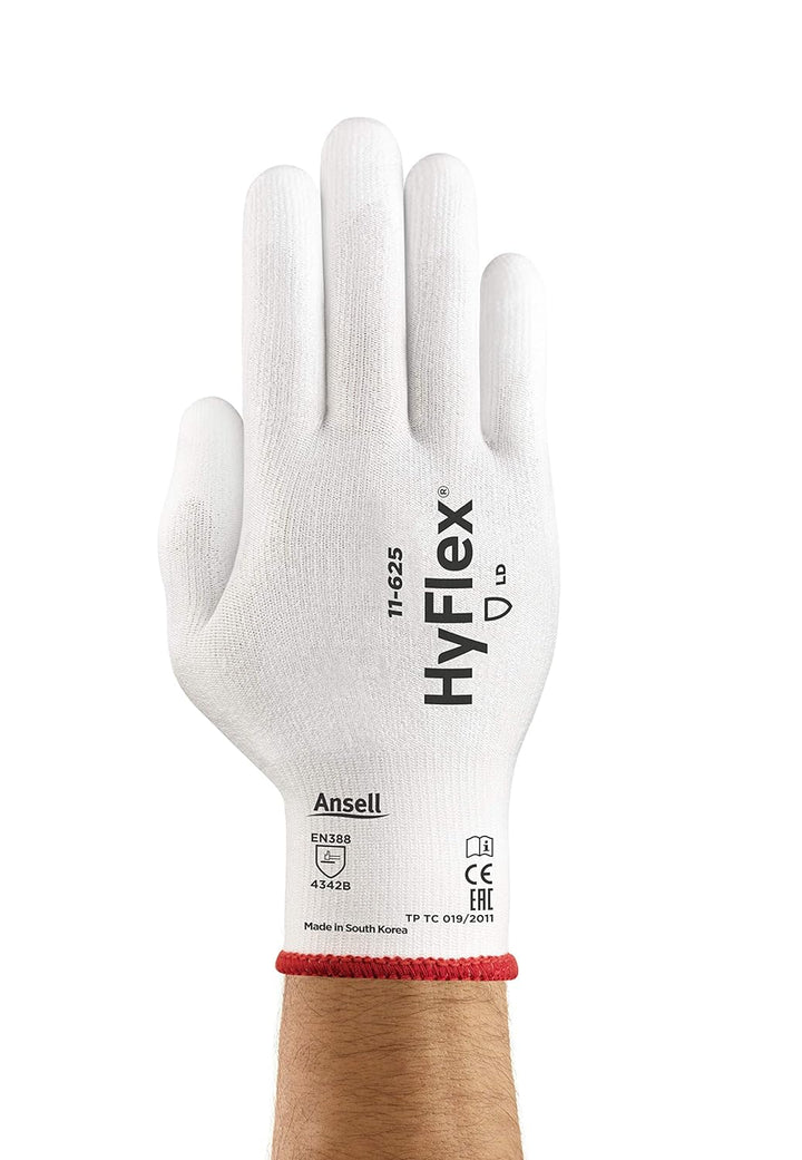 Ansell HyFlex 11-625 Schnittschutz-Handschuhe, Mechanikschutz, Weiss, Grösse 10 (12 Paar pro Beutel)
