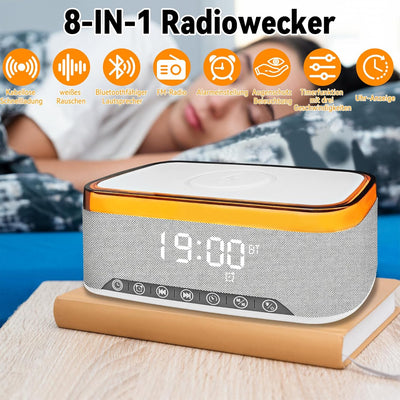 Yeelan Digitaler Radiowecker, Wecker Digital mit Licht, 15W Kabellose Aufladung für iPhone/Samsung,